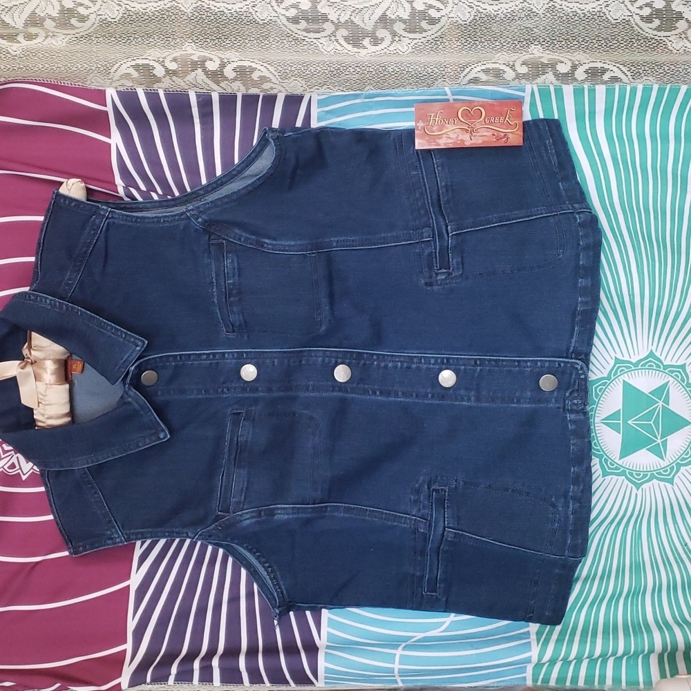 Ladies Western Honey Creek Denim Vest Scully Leather=PMNAT1 - Picture 2 of 4